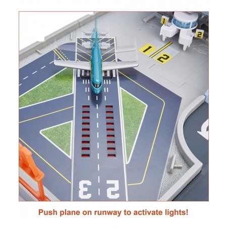 Action Drivers Airport Adventure & Action Drivers Fuel Station Playset for Kids 3 Years Old & Up with 1 1:64 Scale Vehicle Fi...