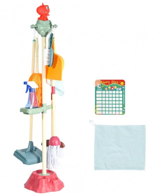 10 Pcs Cleaning Toys Play Set for Kids Aged 3 4 5 6 7 8 9 10 Educational Durable Detachable Housekeeping Broom Dustpan Mops S...
