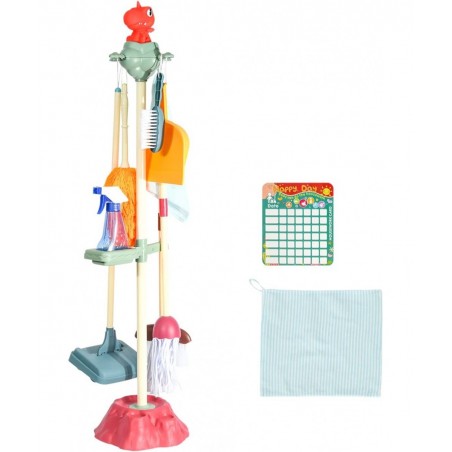 10 Pcs Cleaning Toys Play Set for Kids Aged 3 4 5 6 7 8 9 10 Educational Durable Detachable Housekeeping Broom Dustpan Mops S...