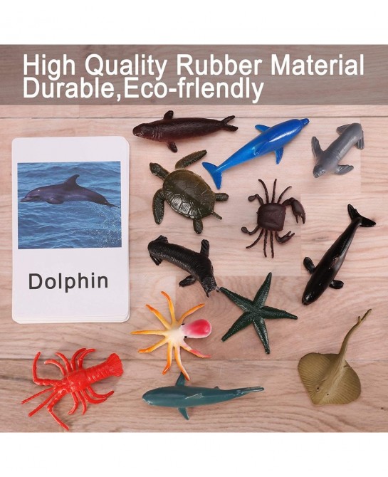 LOGANUSJ 48 PCS Montessori Marine Insects Poultry and Zoo Animals Figure Match 4 Sets - Matching Cards Montessori Language Ma...