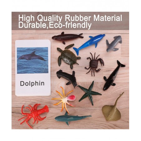 LOGANUSJ 48 PCS Montessori Marine Insects Poultry and Zoo Animals Figure Match 4 Sets - Matching Cards Montessori Language Ma...