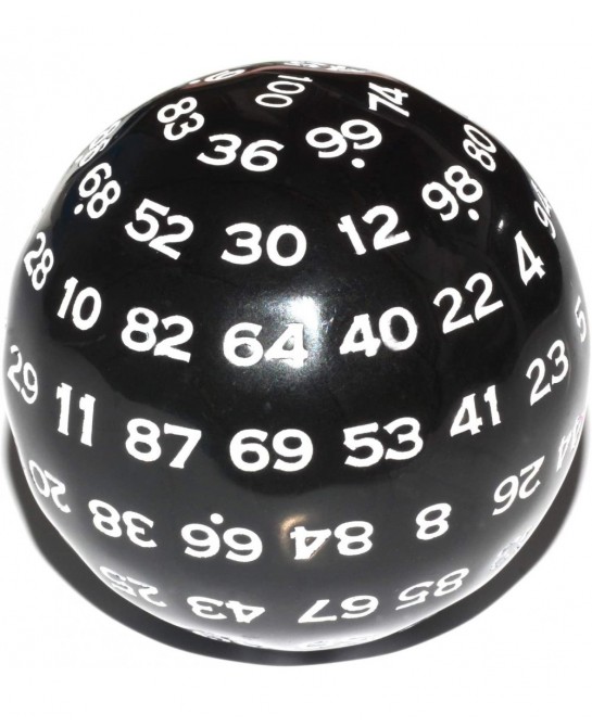 100 Sided Die Black in White Numbers 100 Sided Cube Each Surface is Uniform D100 DND Dice for RPG MTG Table Game Dice(48.5mm)...