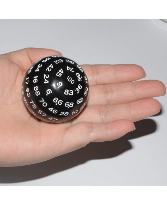 100 Sided Die Black in White Numbers 100 Sided Cube Each Surface is Uniform D100 DND Dice for RPG MTG Table Game Dice(48.5mm)...