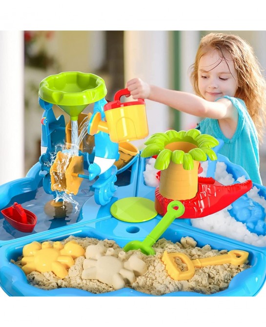 Kids Sand Water Table Toys for Toddlers 3 in 1 Sand and Water Play Table Beach Toy for Kids Boys Girls Kids Table Activity Se...