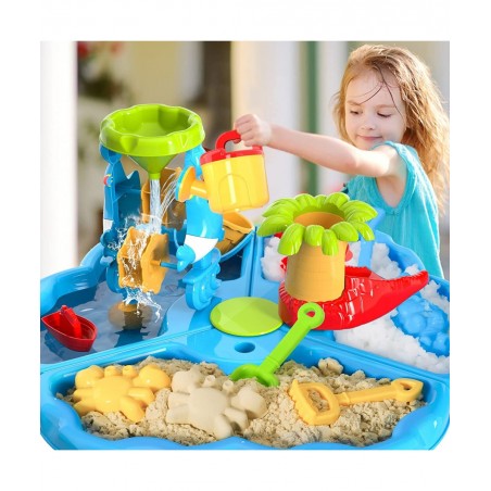 Kids Sand Water Table Toys for Toddlers 3 in 1 Sand and Water Play Table Beach Toy for Kids Boys Girls Kids Table Activity Se...