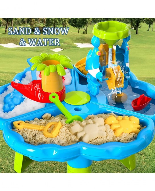 Kids Sand Water Table Toys for Toddlers 3 in 1 Sand and Water Play Table Beach Toy for Kids Boys Girls Kids Table Activity Se...