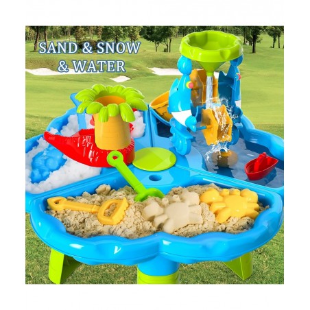 Kids Sand Water Table Toys for Toddlers 3 in 1 Sand and Water Play Table Beach Toy for Kids Boys Girls Kids Table Activity Se...