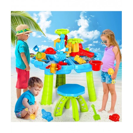 Kids Sand Water Table Toys for Toddlers 3 in 1 Sand and Water Play Table Beach Toy for Kids Boys Girls Kids Table Activity Se...
