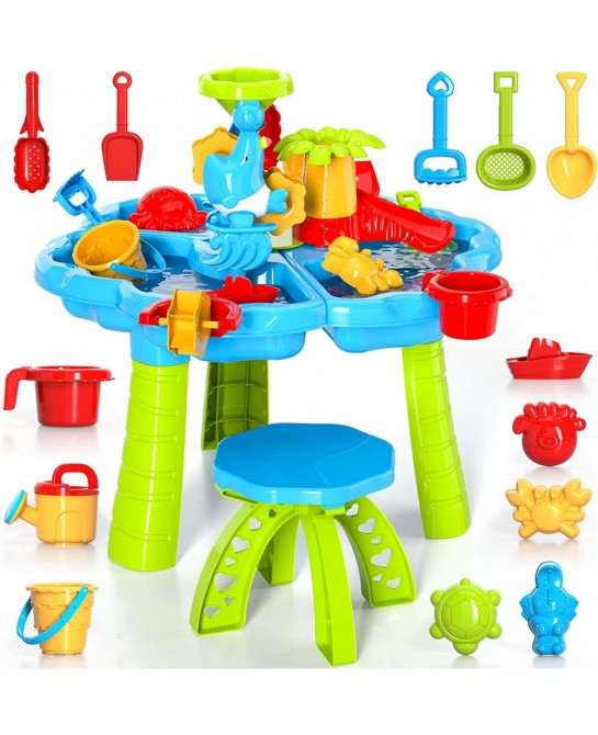 Kids Sand Water Table Toys for Toddlers 3 in 1 Sand and Water Play Table Beach Toy for Kids Boys Girls Kids Table Activity Se...