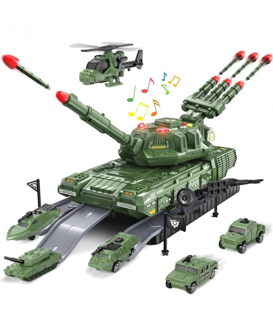 Tank Toys for 3 4 5 6 7 8 Year Old Boys - Army Toys Tank with 6PCS Alloy Die-Cast Army Vehicles Military Toy Tank with Light ...