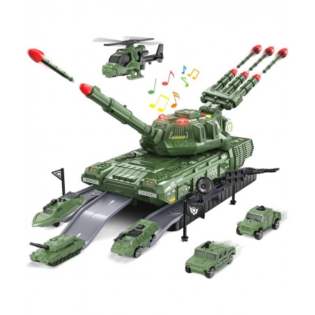 Tank Toys for 3 4 5 6 7 8 Year Old Boys - Army Toys Tank with 6PCS Alloy Die-Cast Army Vehicles Military Toy Tank with Light ...