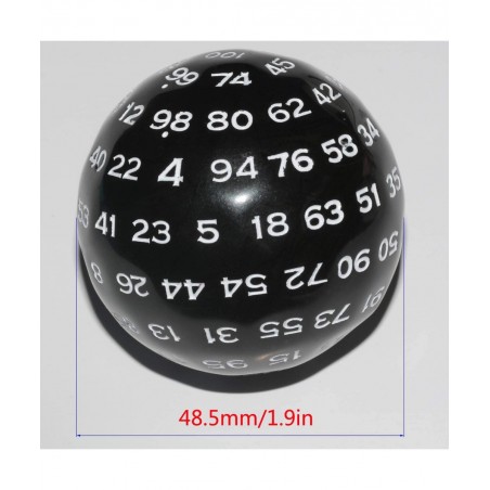 100 Sided Die Black in White Numbers 100 Sided Cube Each Surface is Uniform D100 DND Dice for RPG MTG Table Game Dice(48.5mm)...