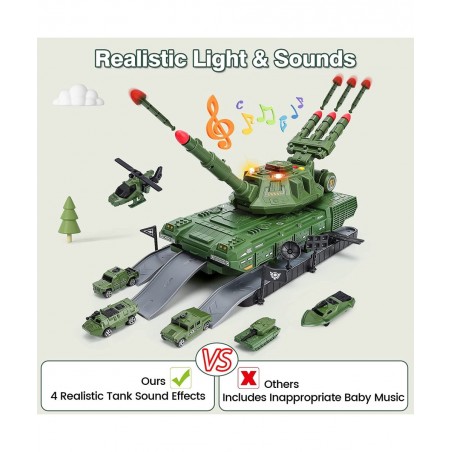 Tank Toys for 3 4 5 6 7 8 Year Old Boys - Army Toys Tank with 6PCS Alloy Die-Cast Army Vehicles Military Toy Tank with Light ...