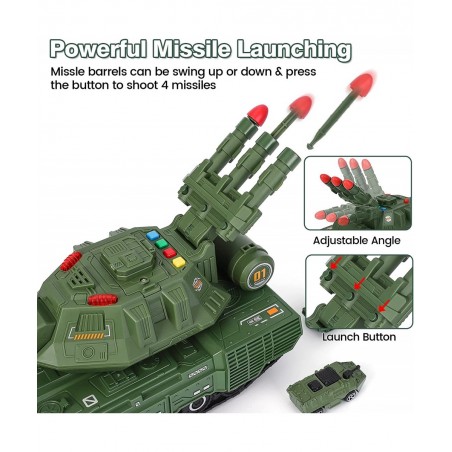 Tank Toys for 3 4 5 6 7 8 Year Old Boys - Army Toys Tank with 6PCS Alloy Die-Cast Army Vehicles Military Toy Tank with Light ...