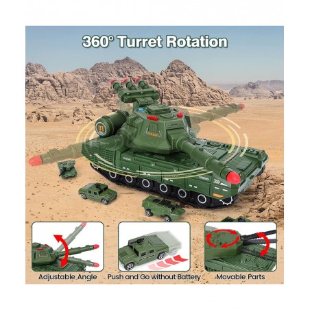 Tank Toys for 3 4 5 6 7 8 Year Old Boys - Army Toys Tank with 6PCS Alloy Die-Cast Army Vehicles Military Toy Tank with Light ...