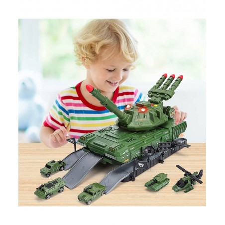 Tank Toys for 3 4 5 6 7 8 Year Old Boys - Army Toys Tank with 6PCS Alloy Die-Cast Army Vehicles Military Toy Tank with Light ...