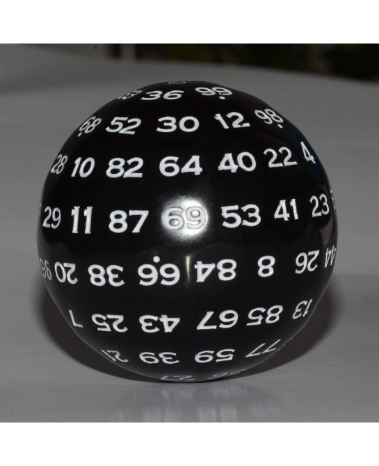 100 Sided Die Black in White Numbers 100 Sided Cube Each Surface is Uniform D100 DND Dice for RPG MTG Table Game Dice(48.5mm)...