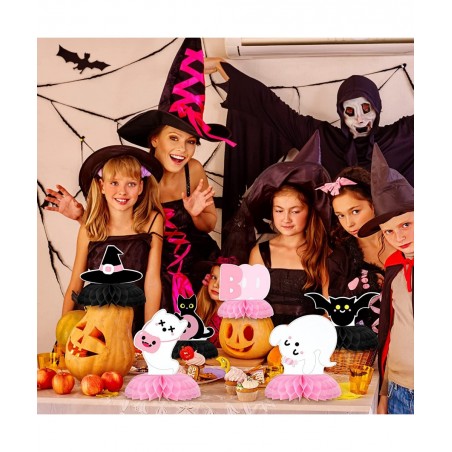 9 Pcs Baby Shower Halloween Party Honeycomb Centerpieces Ghost Table Topper Signs Paper Halloween Party Supplies Pumpkin Witc...