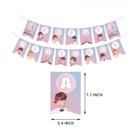 BTS Birthday Party Kit Supplies For Bangtan Boys includes Banner - 1 Cake Topper - 24 Cupcake Toppers - 16 Balloons - 40 Stic...