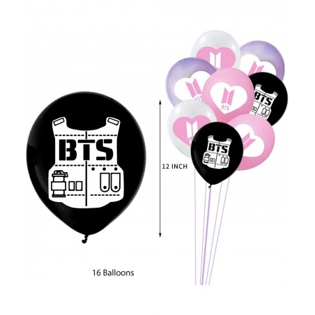 BTS Birthday Party Kit Supplies For Bangtan Boys includes Banner - 1 Cake Topper - 24 Cupcake Toppers - 16 Balloons - 40 Stic...