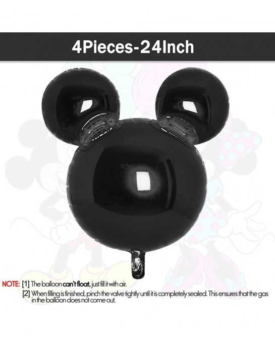 4Pcs Black Mouse Head Foil Balloons For Kids Mouse Balloon Mouse Birthday Party Supplies Favors 24" Mouse Mylar Balloons for ...