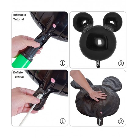 4Pcs Black Mouse Head Foil Balloons For Kids Mouse Balloon Mouse Birthday Party Supplies Favors 24" Mouse Mylar Balloons for ...