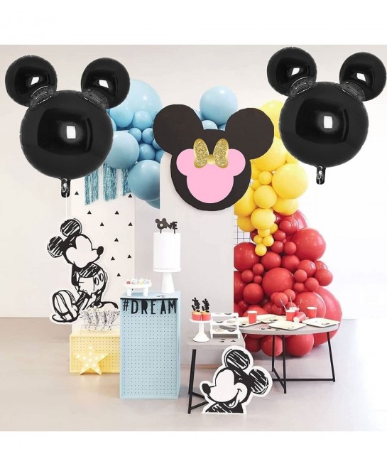 4Pcs Black Mouse Head Foil Balloons For Kids Mouse Balloon Mouse Birthday Party Supplies Favors 24" Mouse Mylar Balloons for ...