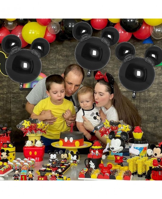 4Pcs Black Mouse Head Foil Balloons For Kids Mouse Balloon Mouse Birthday Party Supplies Favors 24" Mouse Mylar Balloons for ...