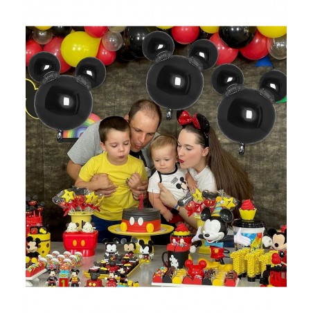 4Pcs Black Mouse Head Foil Balloons For Kids Mouse Balloon Mouse Birthday Party Supplies Favors 24" Mouse Mylar Balloons for ...