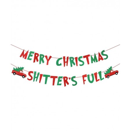 Merry Christmas Shitters Full Banner Red and Green Glitter Christmas Vacation Party Banner Decorations Ugly Christmas Sweater...