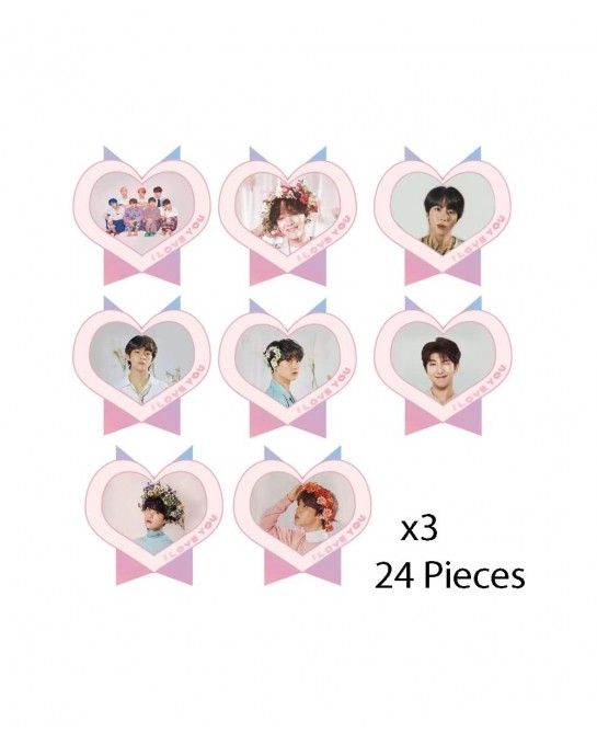 BTS Birthday Party Kit Supplies For Bangtan Boys includes Banner - 1 Cake Topper - 24 Cupcake Toppers - 16 Balloons - 40 Stic...