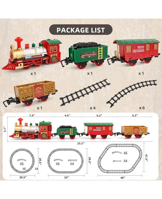 Christmas Train Set Train Set Around The Tree for Boys Girls with Light & Sound Train Tracks Set for 3 4 5 6 7 8+ Year Old Ki...