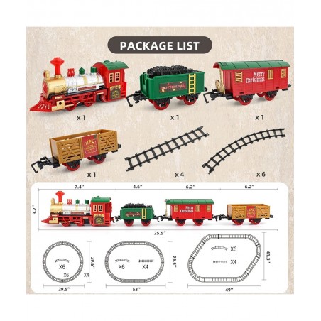 Christmas Train Set Train Set Around The Tree for Boys Girls with Light & Sound Train Tracks Set for 3 4 5 6 7 8+ Year Old Ki...