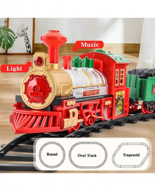Christmas Train Set Train Set Around The Tree for Boys Girls with Light & Sound Train Tracks Set for 3 4 5 6 7 8+ Year Old Ki...