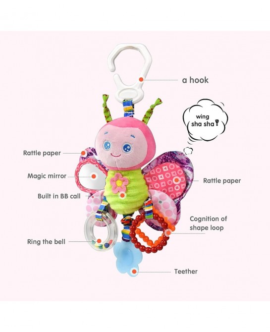 Baby Rattles Toys with Teether Bed Bell for Toddler in pram Gifts for Baby Aged 3 Months or More(Butterfly) $23.89 Baby Car T...