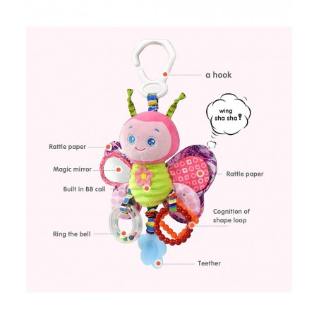 Baby Rattles Toys with Teether Bed Bell for Toddler in pram Gifts for Baby Aged 3 Months or More(Butterfly) $23.89 Baby Car T...