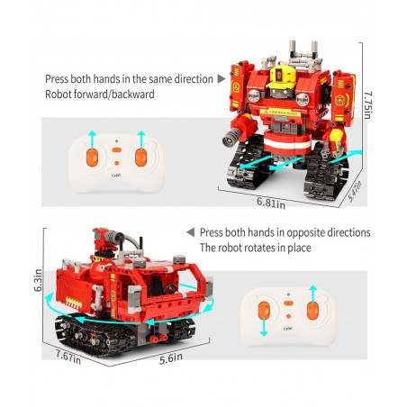 Remote Control Robot Building Kits Compatible with Lego Robots for Boys Ages 8-12 2 in 1 STEM Projects Firetruck for Kids Bir...