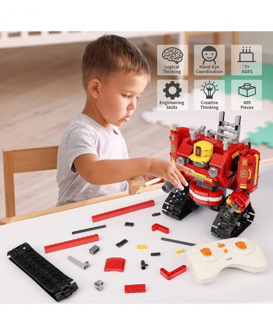 Remote Control Robot Building Kits Compatible with Lego Robots for Boys Ages 8-12 2 in 1 STEM Projects Firetruck for Kids Bir...