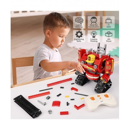 Remote Control Robot Building Kits Compatible with Lego Robots for Boys Ages 8-12 2 in 1 STEM Projects Firetruck for Kids Bir...