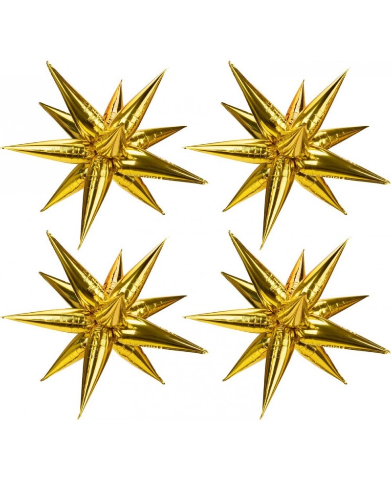 62 Pieces Gold Balloons 26 Inch 12 Point Foil Explosion Star Balloons Starburst Cone Balloons Spike Balloons for Wedding Birt...