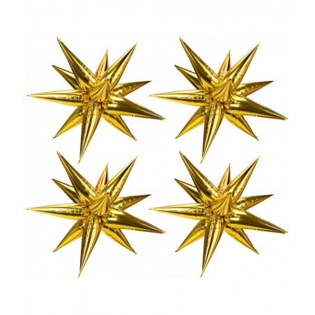 62 Pieces Gold Balloons 26 Inch 12 Point Foil Explosion Star Balloons Starburst Cone Balloons Spike Balloons for Wedding Birt...