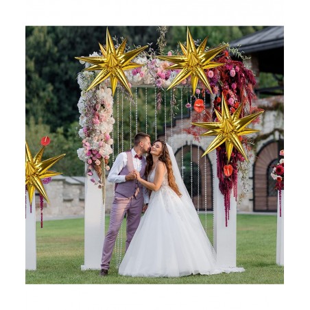 62 Pieces Gold Balloons 26 Inch 12 Point Foil Explosion Star Balloons Starburst Cone Balloons Spike Balloons for Wedding Birt...