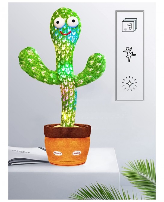 Dancing Cactus Toy Talking Cactus Baby Toys Singing Cactus Toy Cactus Mimicking Cactus Toy for Babies Smart Cactus Toy Repeat...