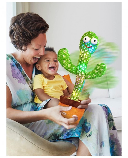 Dancing Cactus Toy Talking Cactus Baby Toys Singing Cactus Toy Cactus Mimicking Cactus Toy for Babies Smart Cactus Toy Repeat...