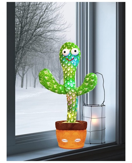 Dancing Cactus Toy Talking Cactus Baby Toys Singing Cactus Toy Cactus Mimicking Cactus Toy for Babies Smart Cactus Toy Repeat...