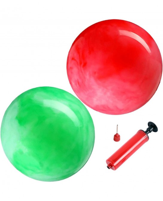 2 Pcs Marbleized Bouncy Balls & 1 Pump 9 Inch Inflatable Sensory Balls Beach Ball Kickball Bouncy Balls School Playground Bal...