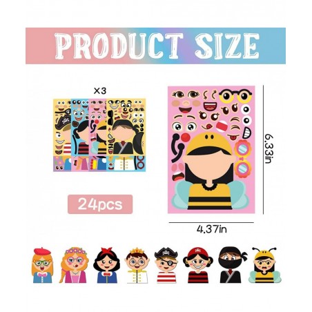 24 Pack Make a Face Stickers - Make Your Own Sticker DIY Make Creative Princess and Prince Face 700+ Stickers as Gift of Fest...