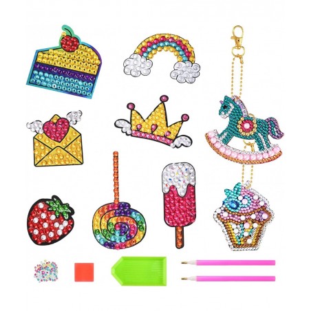 Diamond Art Painting Kits for Kids Sticky Mosaics Keychains Creativity Crafts for Beginners Girls $17.38 Craft Kits