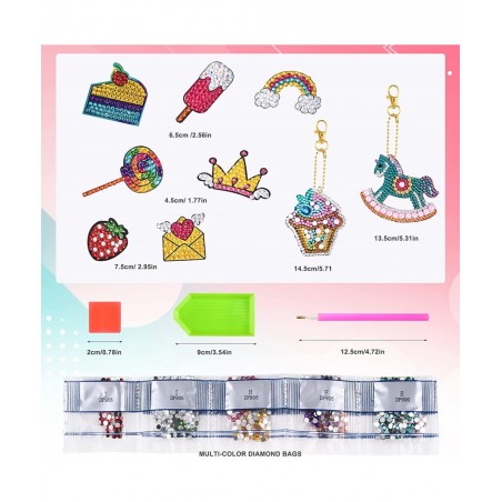 Diamond Art Painting Kits for Kids Sticky Mosaics Keychains Creativity Crafts for Beginners Girls $17.38 Craft Kits