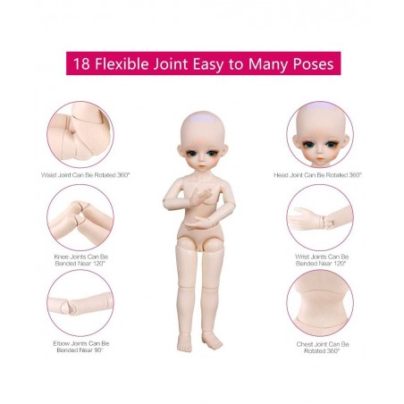 BJD Doll 1/6 SD Dolls 12 Inch 18 Ball Jointed Doll DIY Toys with Full Set Clothes Shoes Wig Makeup Best Gift for Girls-Han Xi...